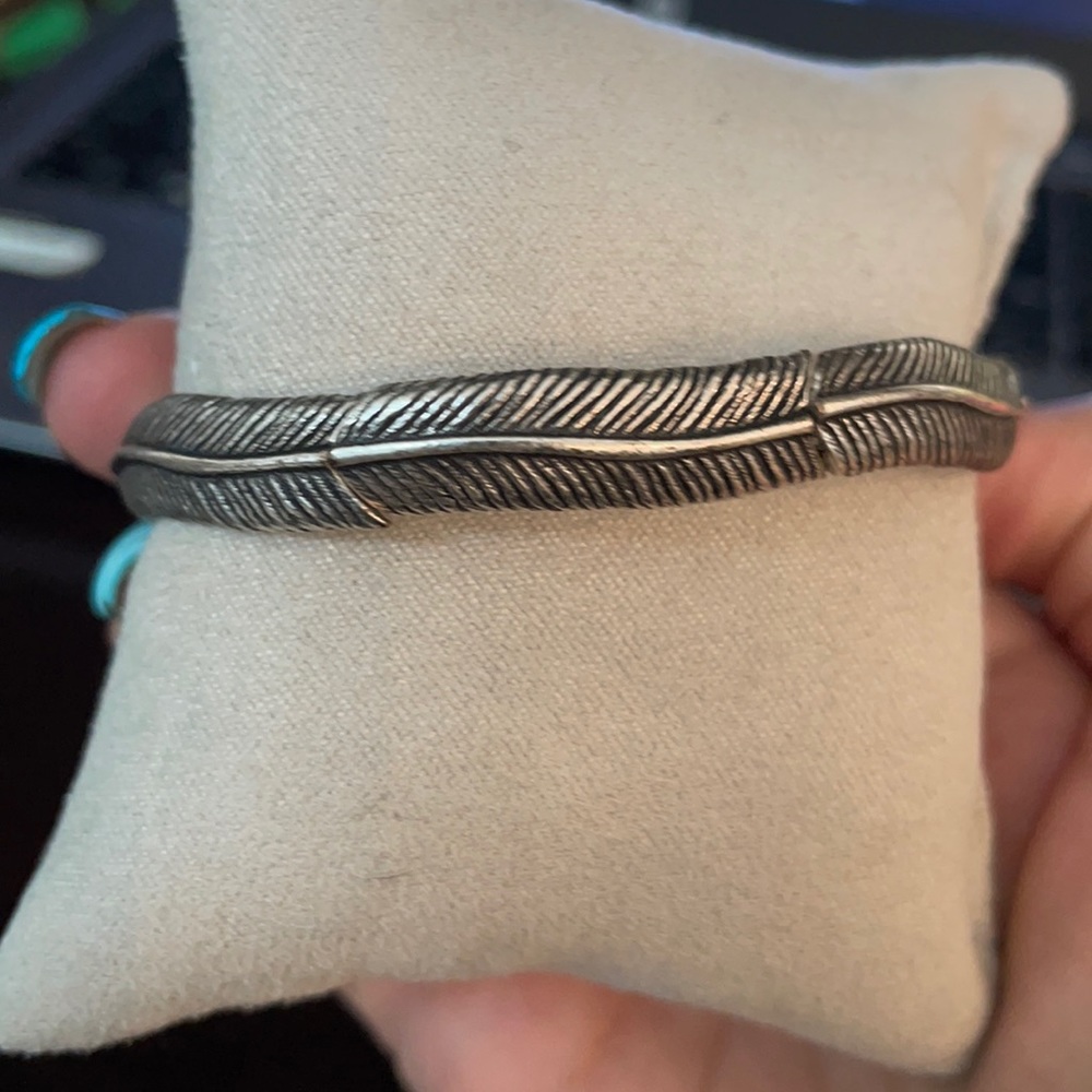 Alex and Ani silver feather bracelet